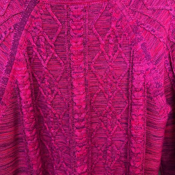 Gap Sweater Women XL Cable Knit Crewneck‎ Heavy Fisherman Pink Purple Preppy - Picture 4 of 7